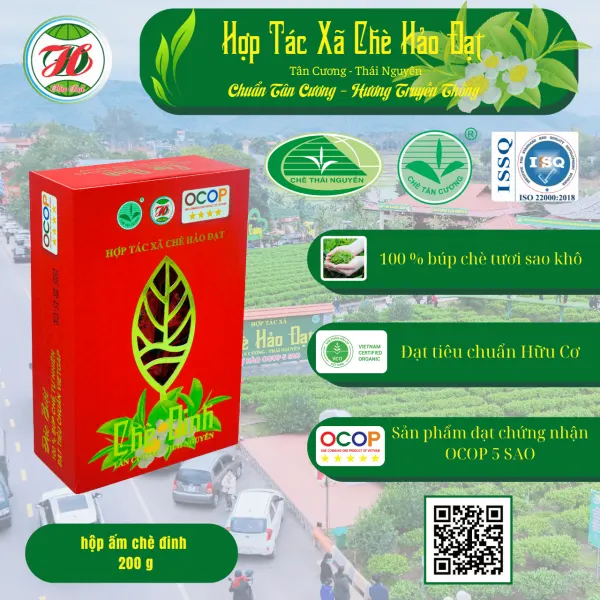 Chè Đinh Tân Cương Hảo Đạt 200g - Hộp Đỏ OCOP 5 Sao