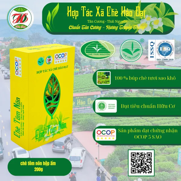 Chè Nõn Tôm Tân Cương Hảo Đạt 200g - Hộp Vàng OCOP 5 Sao